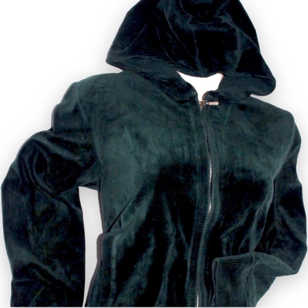JONES NEW YORK Velvet Hoodie Size Medium Forest Green